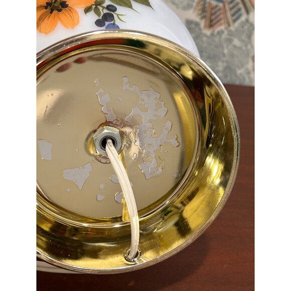 Vintage Handpainted Milk Glass Electric Oil Lamp Hurricane Lamp - Picture 5 of 5